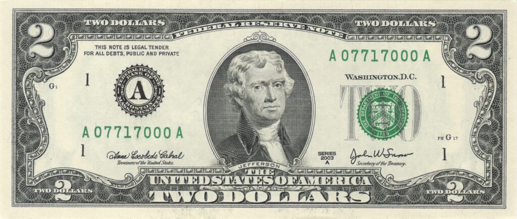 2 dollar bill